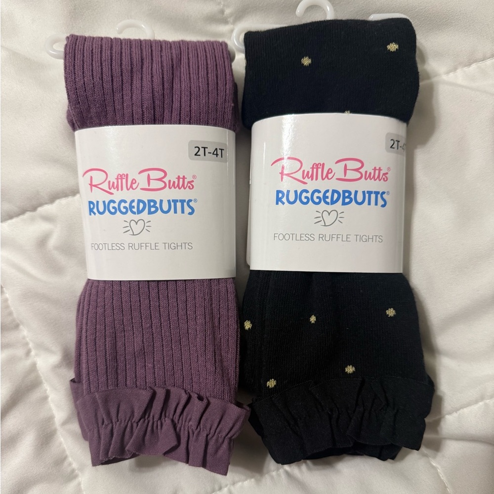 Ruffle Butts Kids Footless Ruffle Tights - Purple and Black